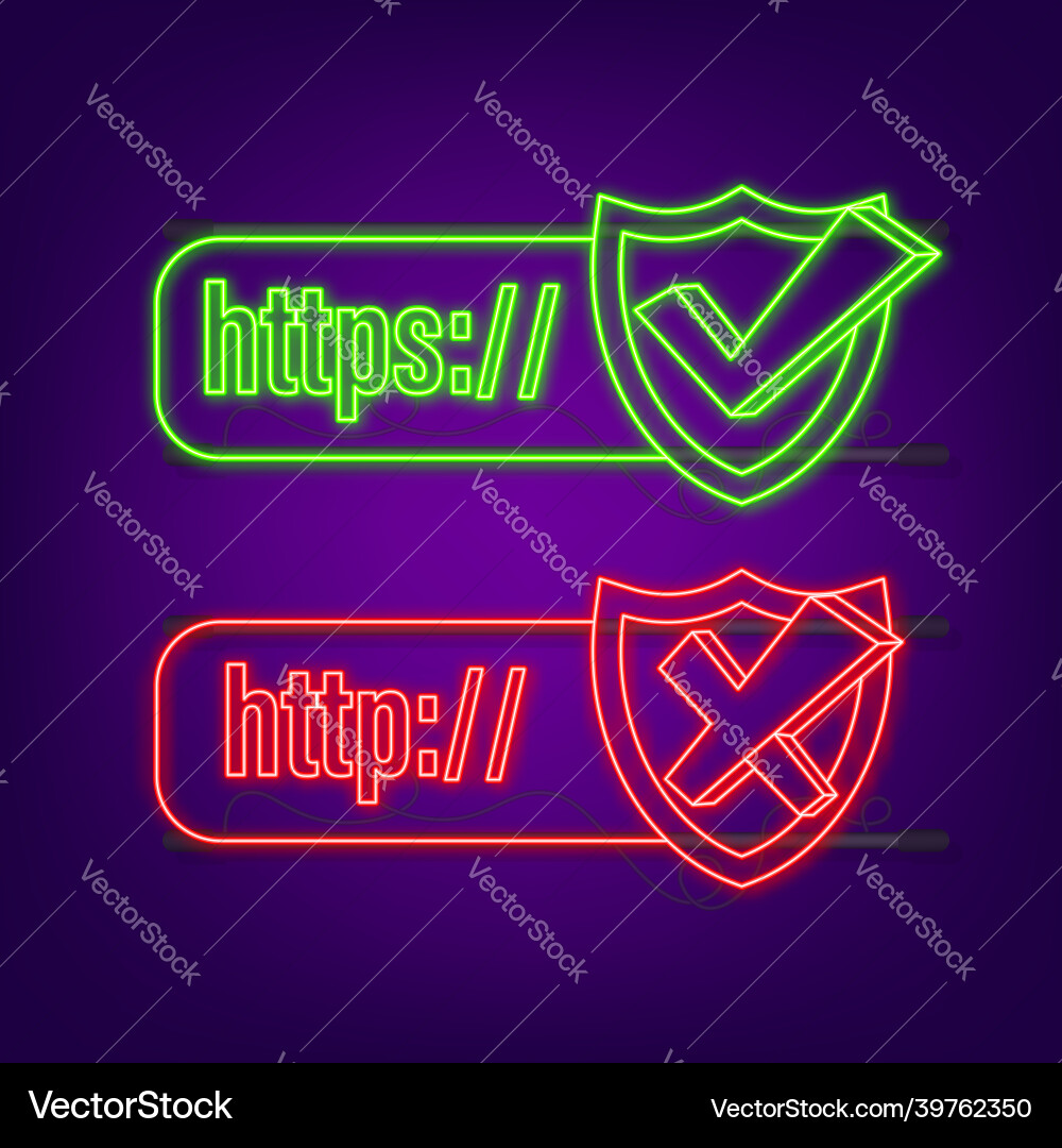Neon Stil http und https Protokolle auf Schild Neon Stil http und https Protokolle auf Schild vektorbild