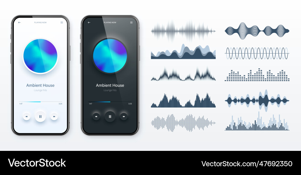 Online audio player user interface smartphone app Online audio player user interface smartphone app vector image