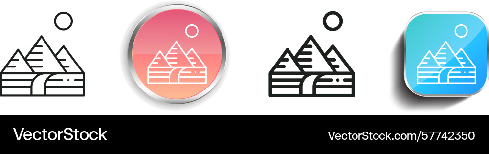 Pyramids icon thin linear regular and button vector image