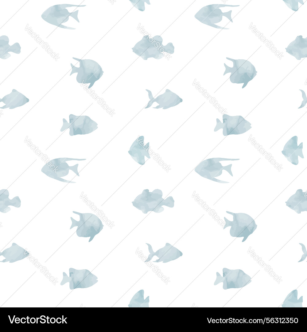 Seamless pattern with fish silhouettes in soft Seamless pattern with fish silhouettes in soft vector image