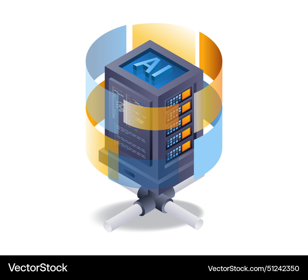 Server data artificial intelligence network flat Vector Image