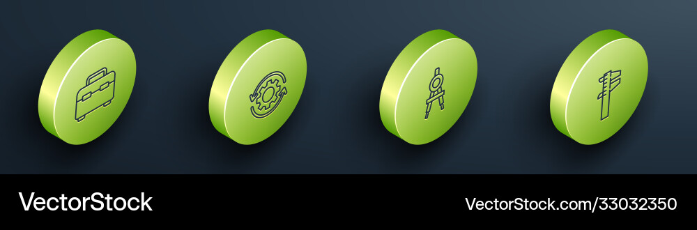 Set isometric toolbox gear and arrows as workflow Set isometric toolbox gear and arrows as workflow vector image