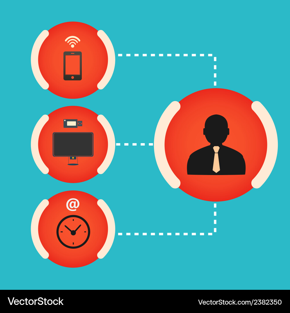 Set manager computer smartphone watch Vector Image