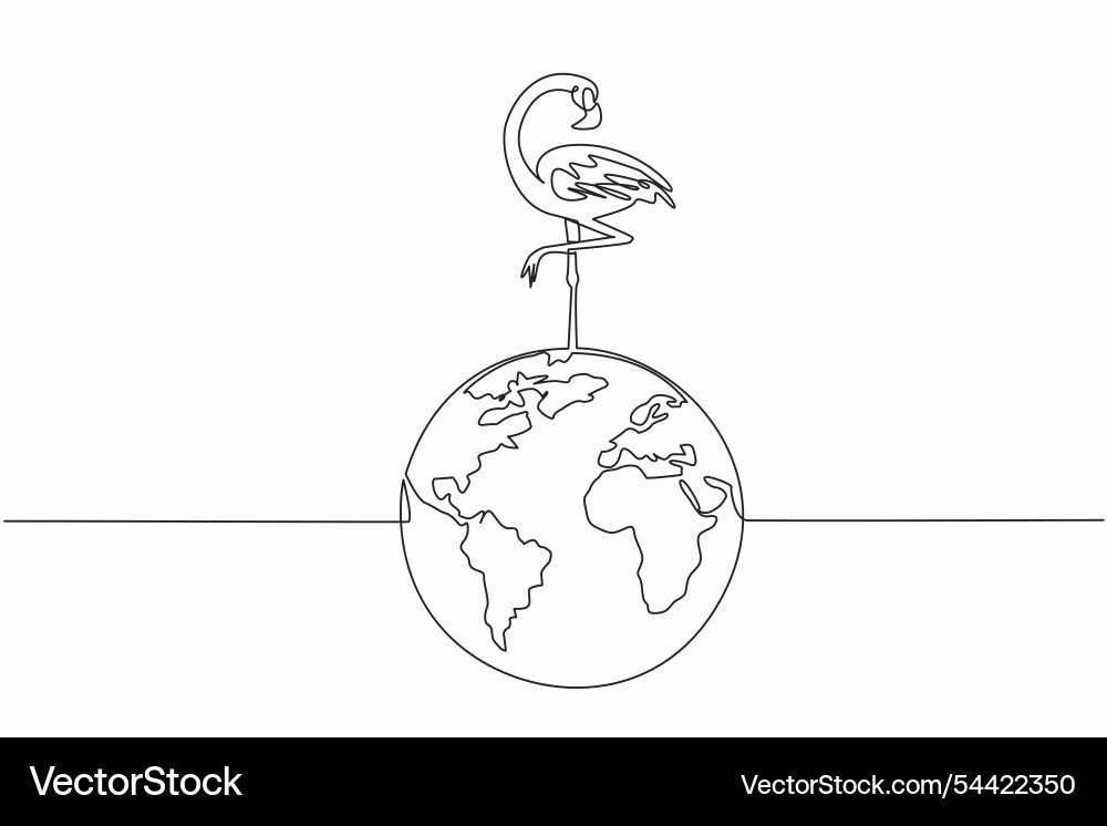 Single continuous line drawing globe Single continuous line drawing globe vector image