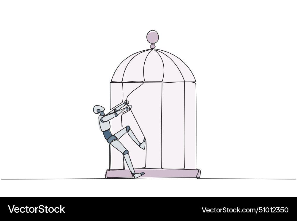 Single continuous line drawing smart robotic pull Single continuous line drawing smart robotic pull vector image
