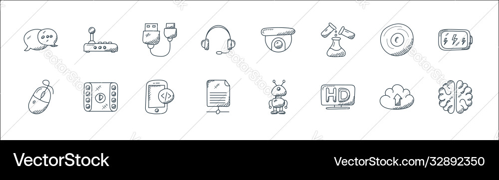 Technology line icons linear set quality Technology line icons linear set quality vector image