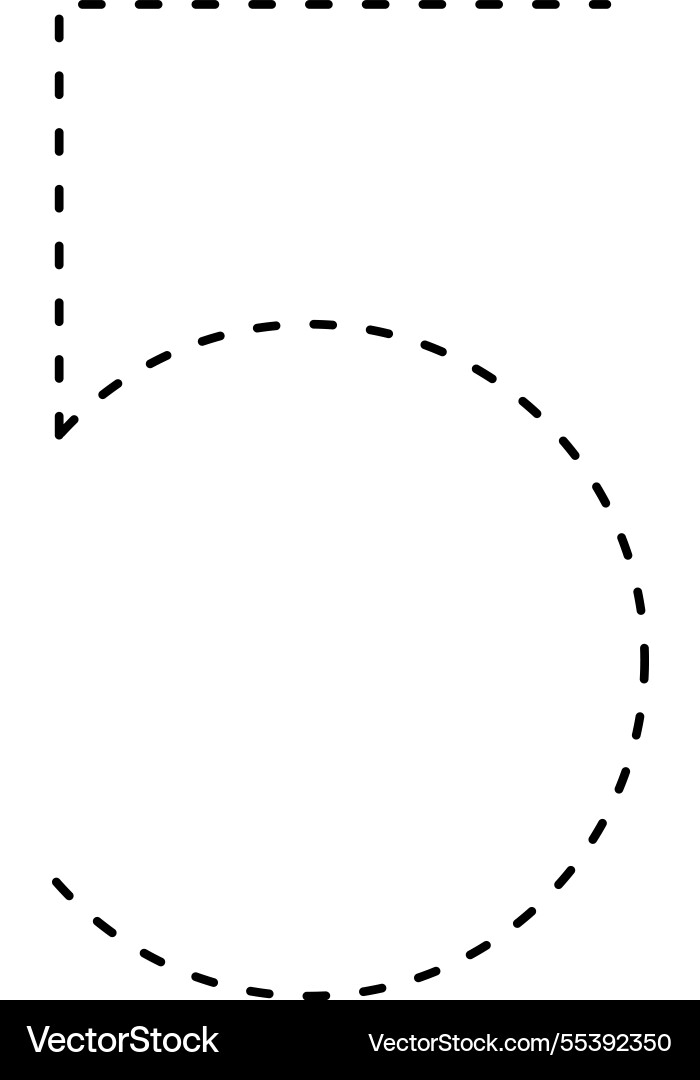 Tracing number 5 prewriting dotted line math Tracing number 5 prewriting dotted line math vector image