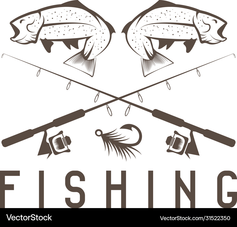 Vintage Trout Fishing Motif Vector Image