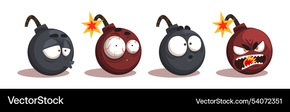 Bomb funny characters with different emotion Vector Image