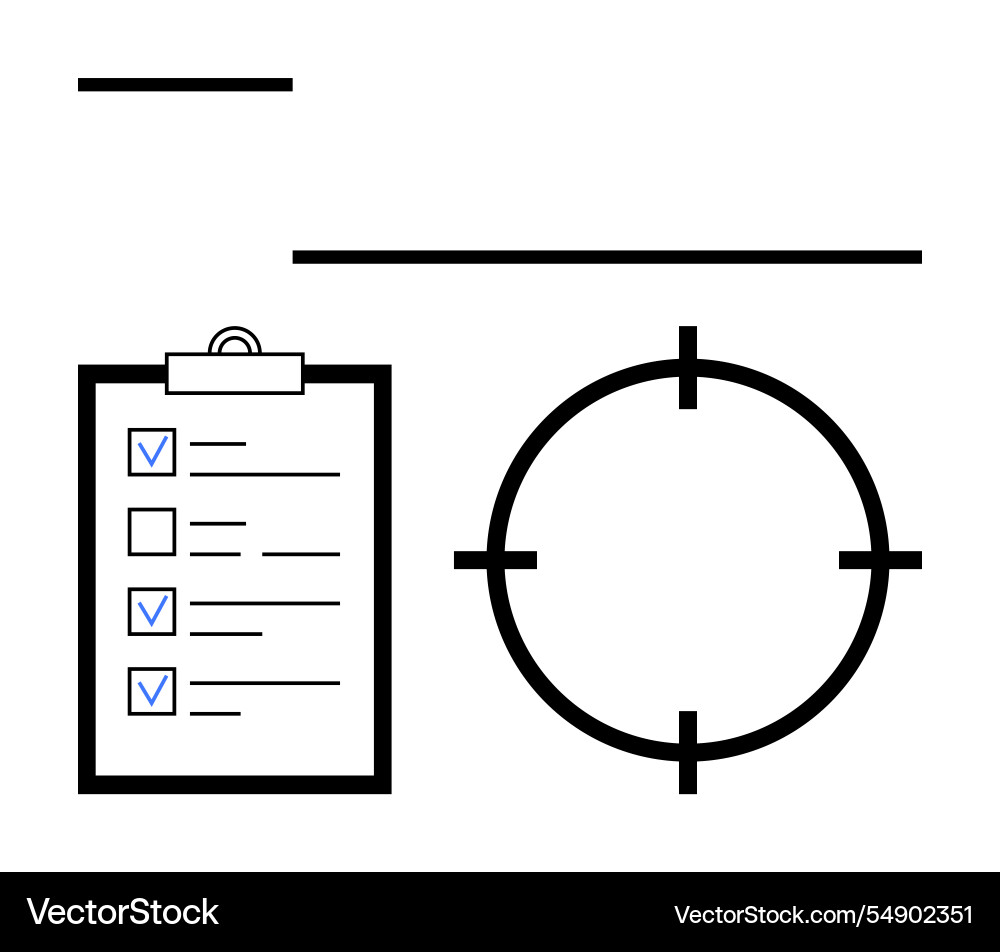 Checklist on clipboard with circular target ready Checklist on clipboard with circular target ready vector image