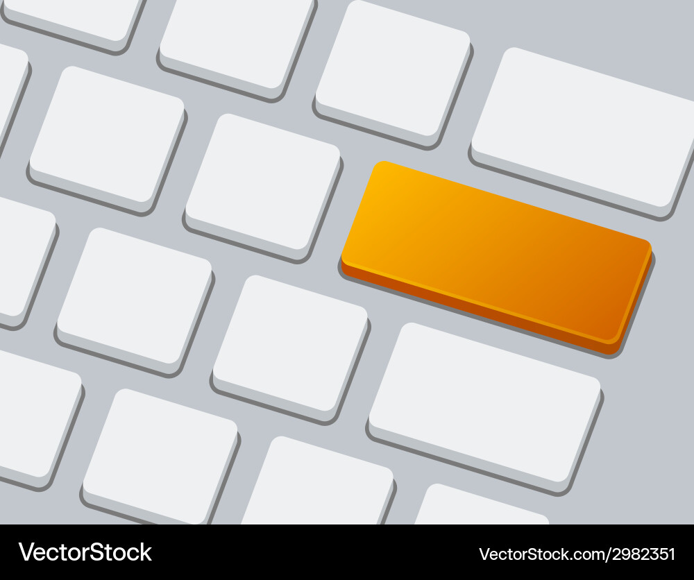 Close up of keyboard with one orange blank button vector image