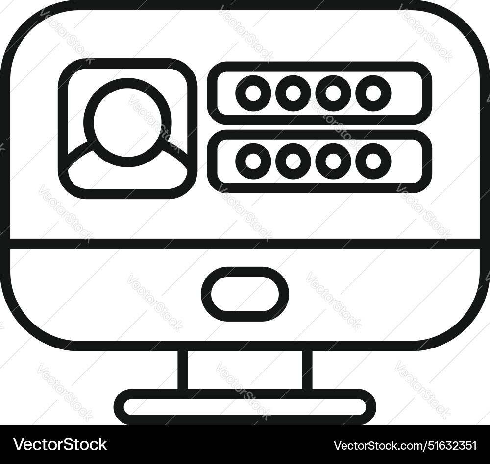 Computer displaying user login form with password Computer displaying user login form with password Vector Image