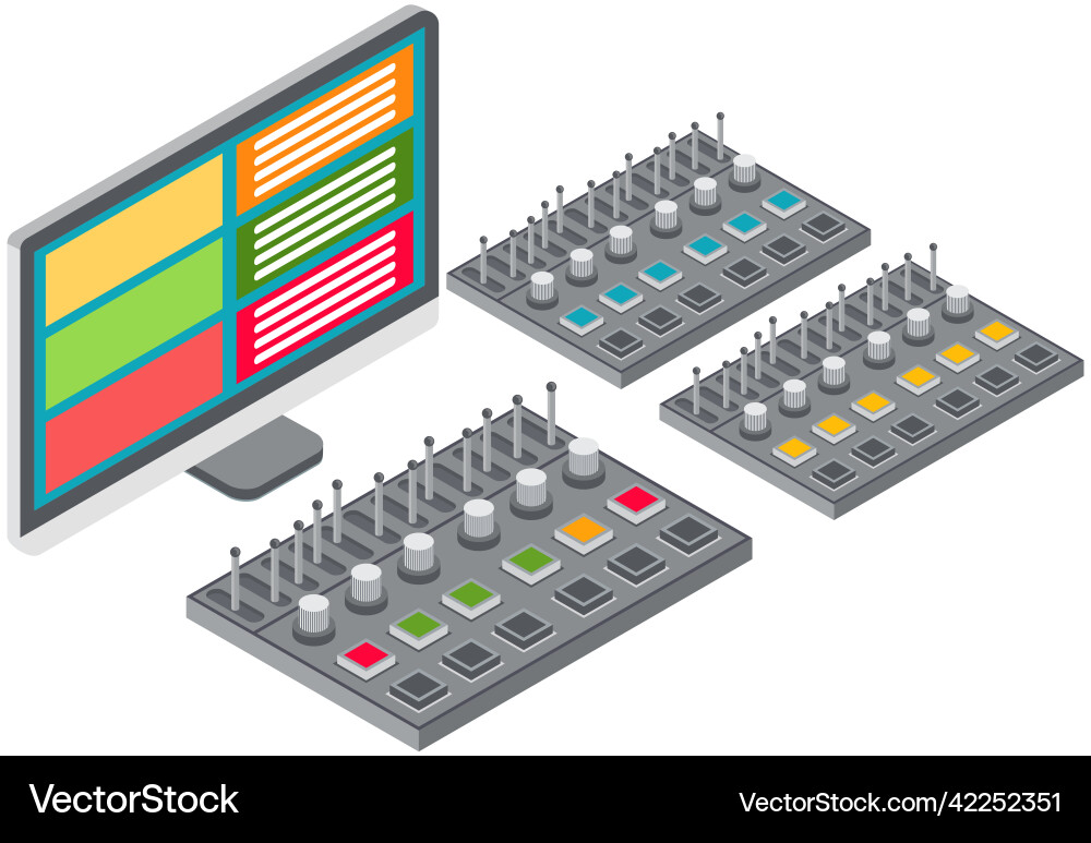 Electronic device mixer volume console to work Electronic device mixer volume console to work Vector Image