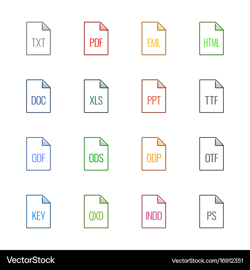 File type icons - texts fonts and page layout vector image