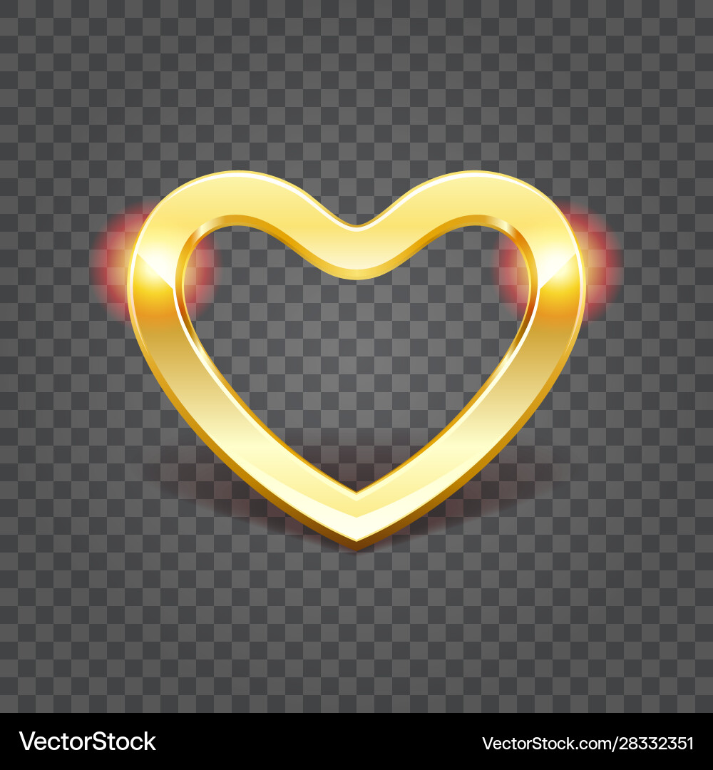 Golden shiny heart shape isolated on transparency Golden shiny heart shape isolated on transparency vector image
