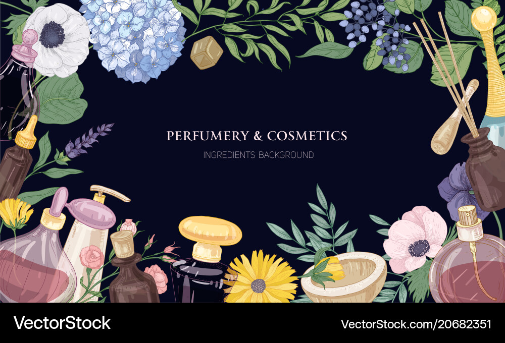 Horizontal backdrop with frame made of aromatic Horizontal backdrop with frame made of aromatic vector image