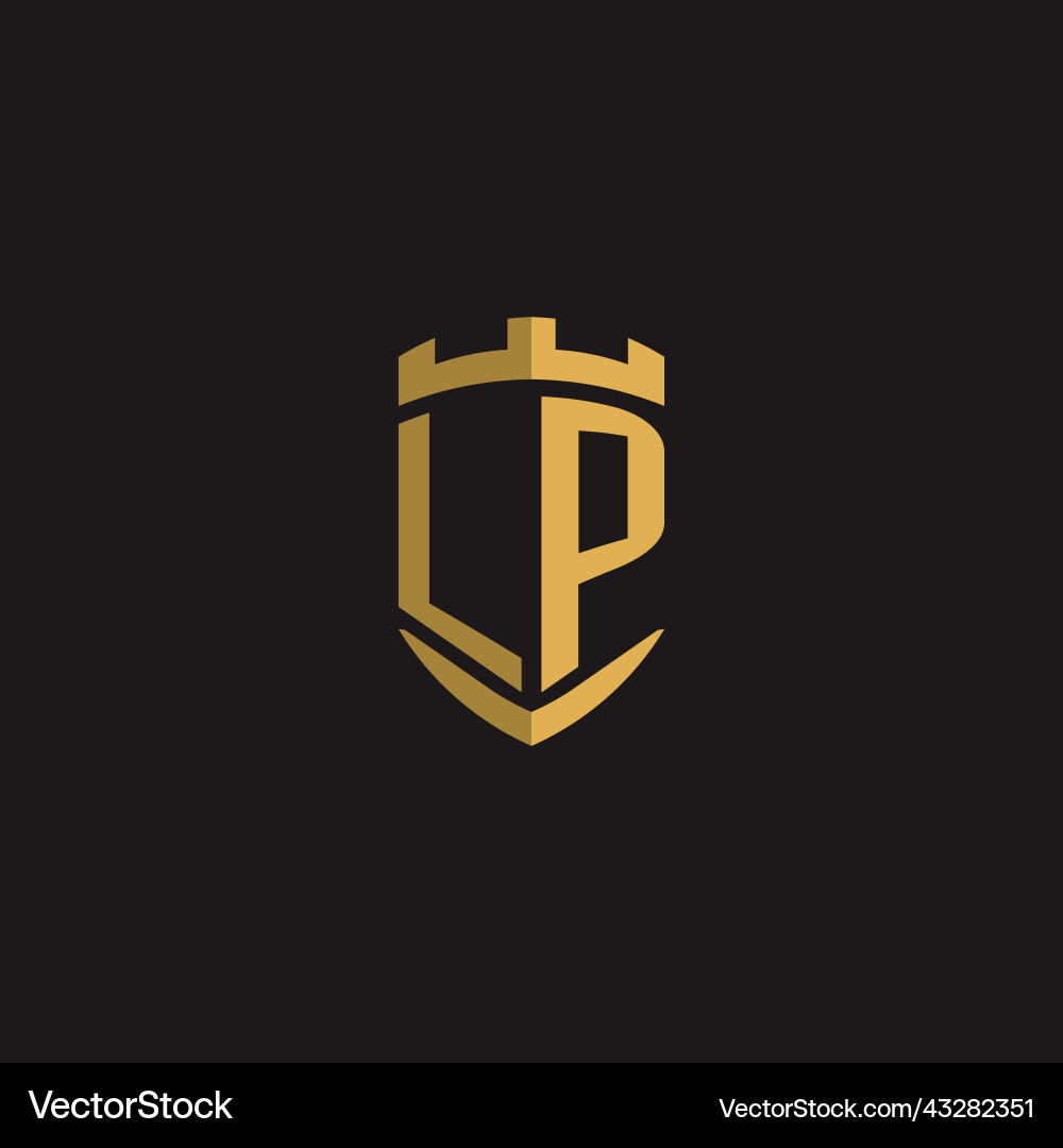 Initials lp logo monogram with shield style design Initials lp logo monogram with shield style design vector image