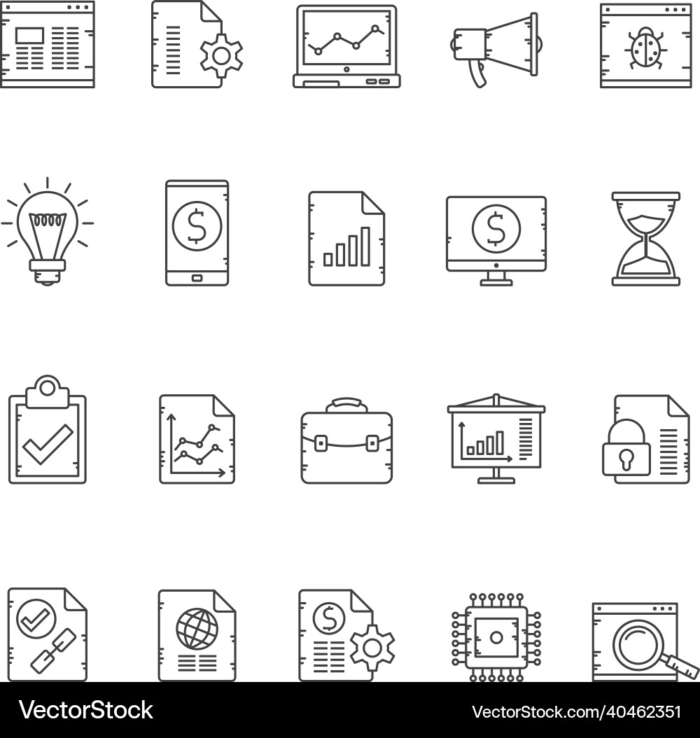 Line search engine optimization icons Line search engine optimization icons Vector Image