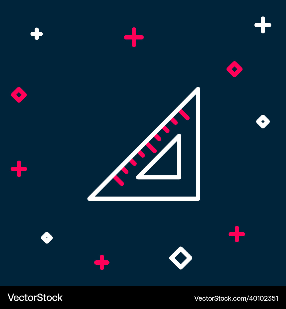 Line triangular ruler icon isolated on blue Vector Image