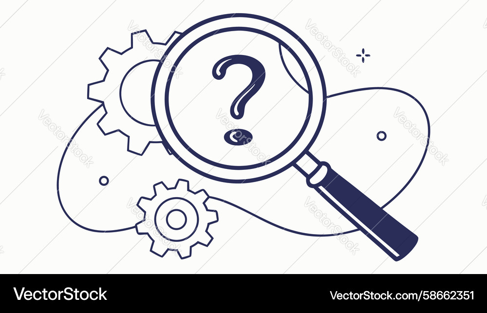 Magnifying glass and gears for problem solving Vector Image