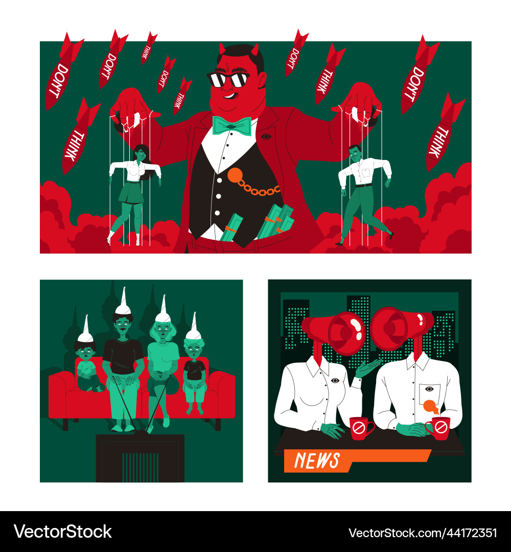 Manipulation of people with puppeteer pulling Manipulation of people with puppeteer pulling vector image