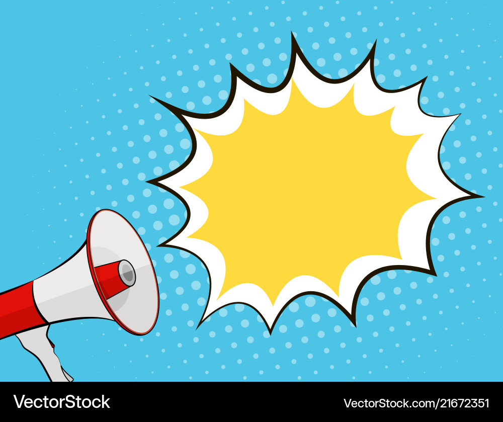 Megaphone and speech bubble in pop art style Megaphone and speech bubble in pop art style vector image