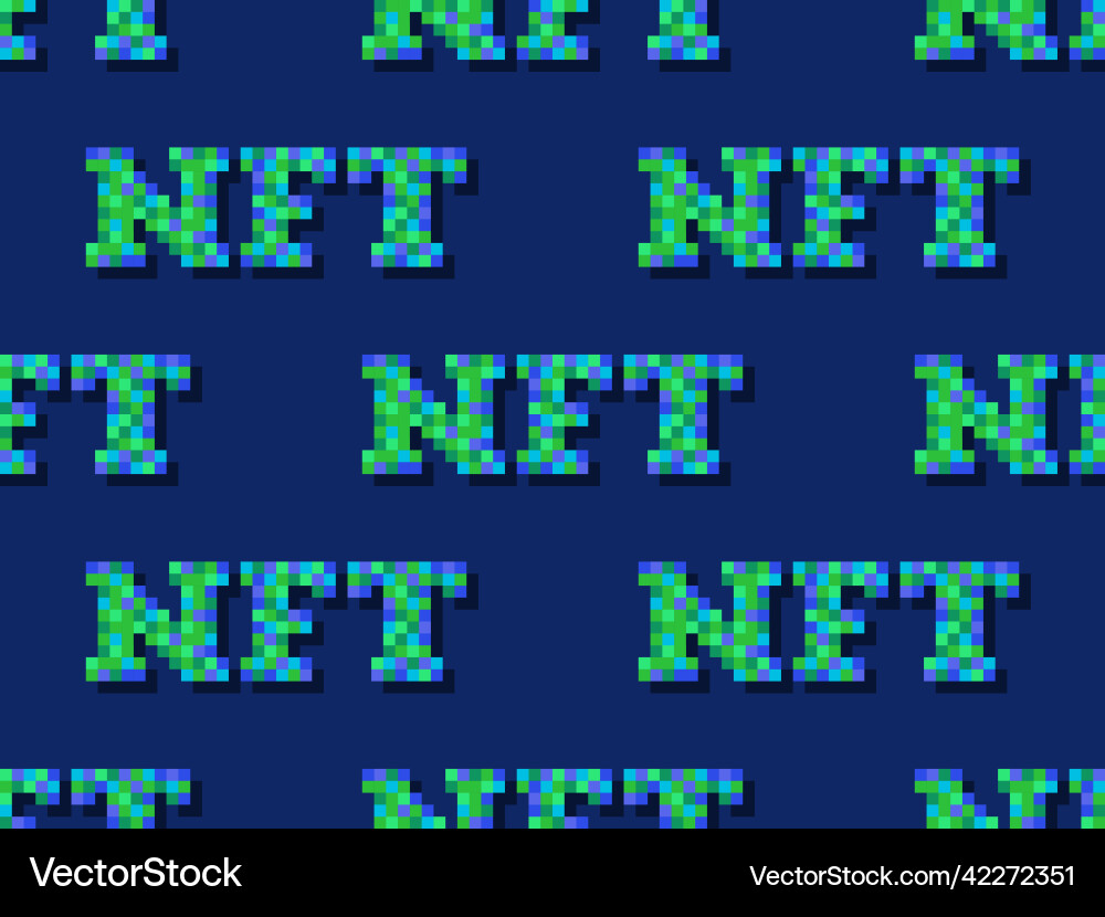 Nft token pixel art text seamless pattern Nft token pixel art text seamless pattern Vector Image