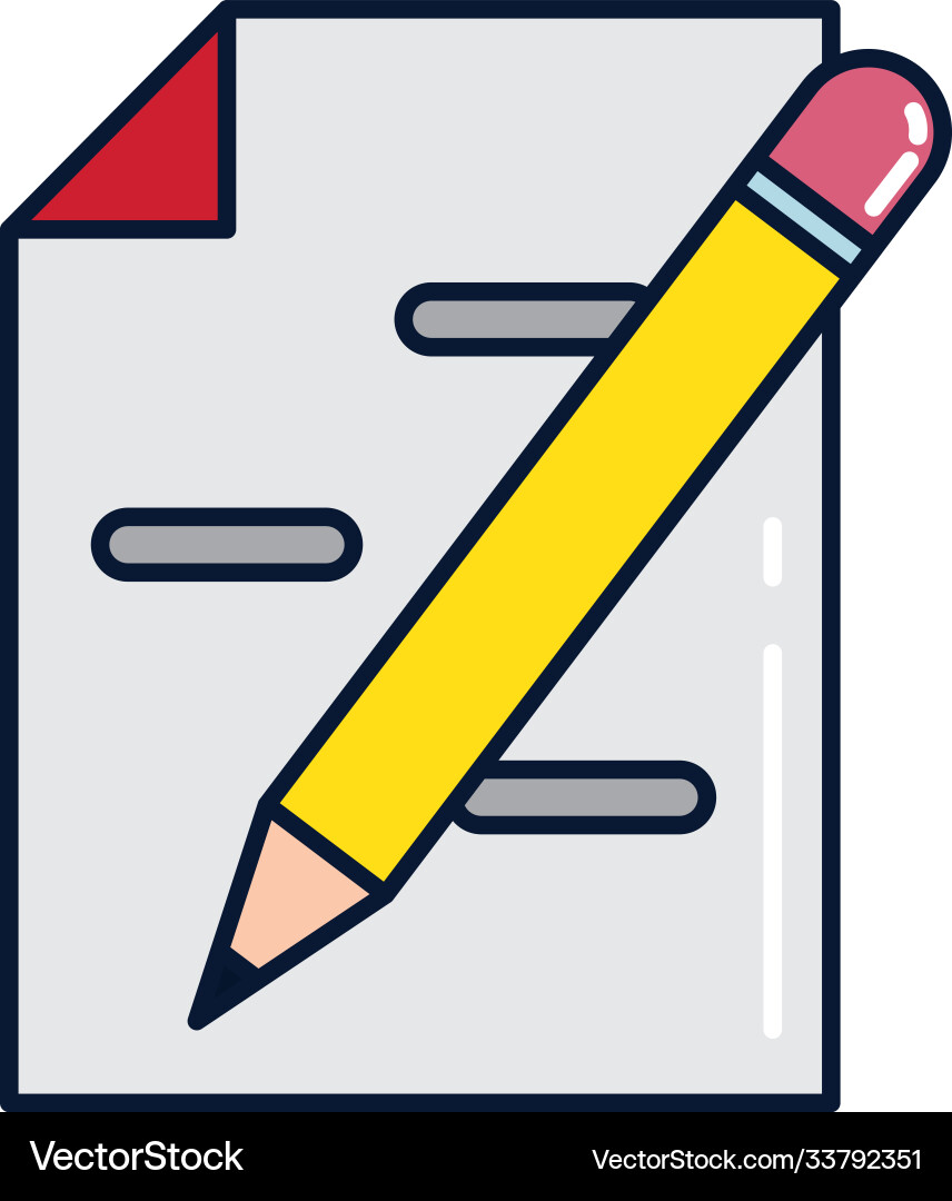 Paper document with pencil line and fill style Vector Image