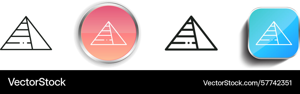 Pyramids icon thin linear regular and button Pyramids icon thin linear regular and button vector image
