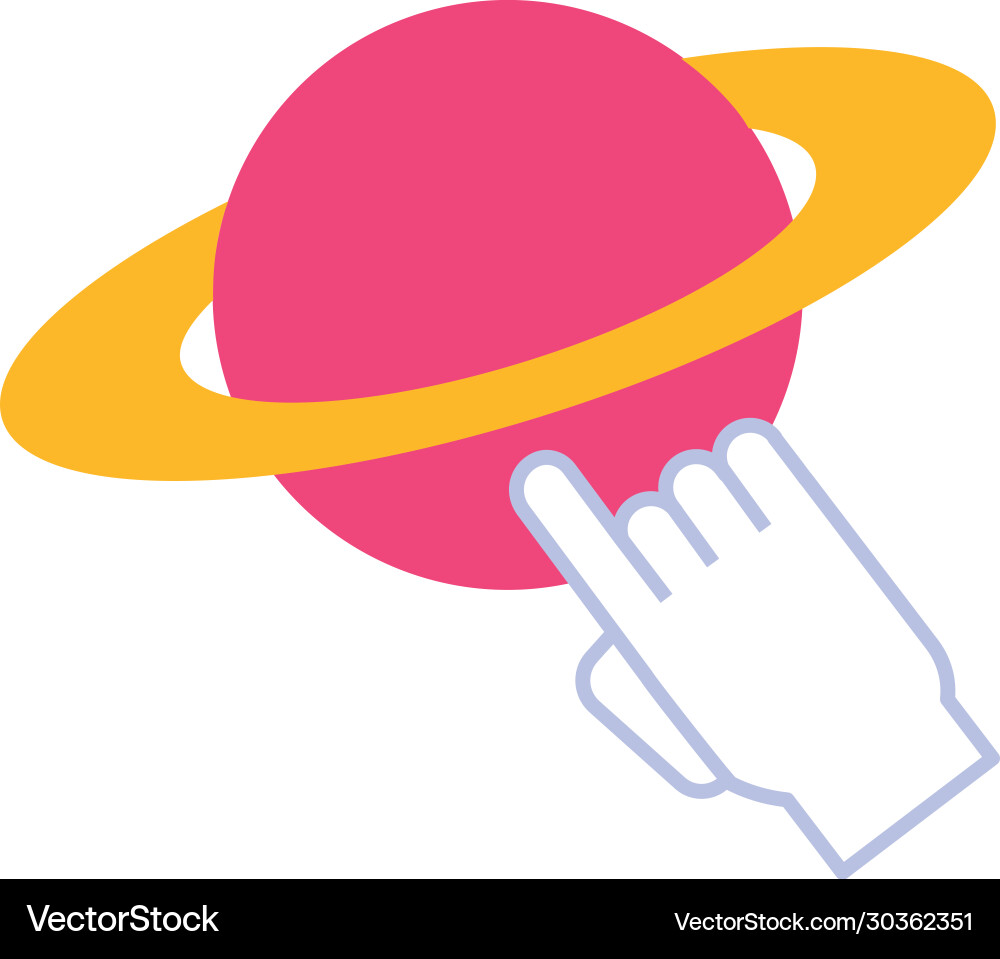 Saturn planet with mouse cursor flat style Vector Image