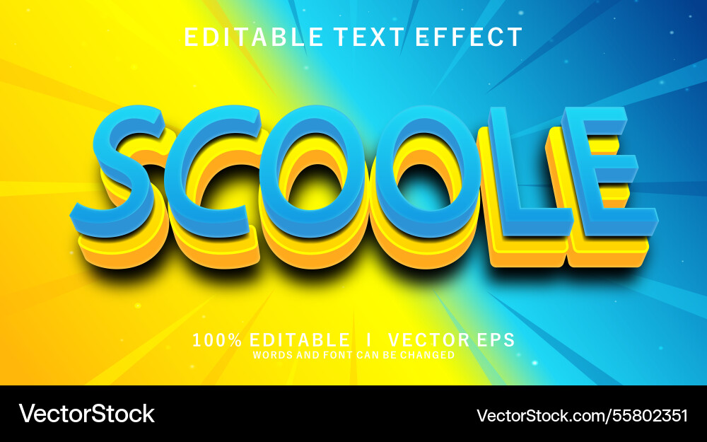 Scoole text effect with modern style design Vector Image