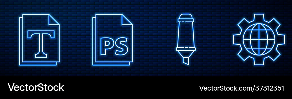 Set line marker pen text file document ps Set line marker pen text file document ps vector image
