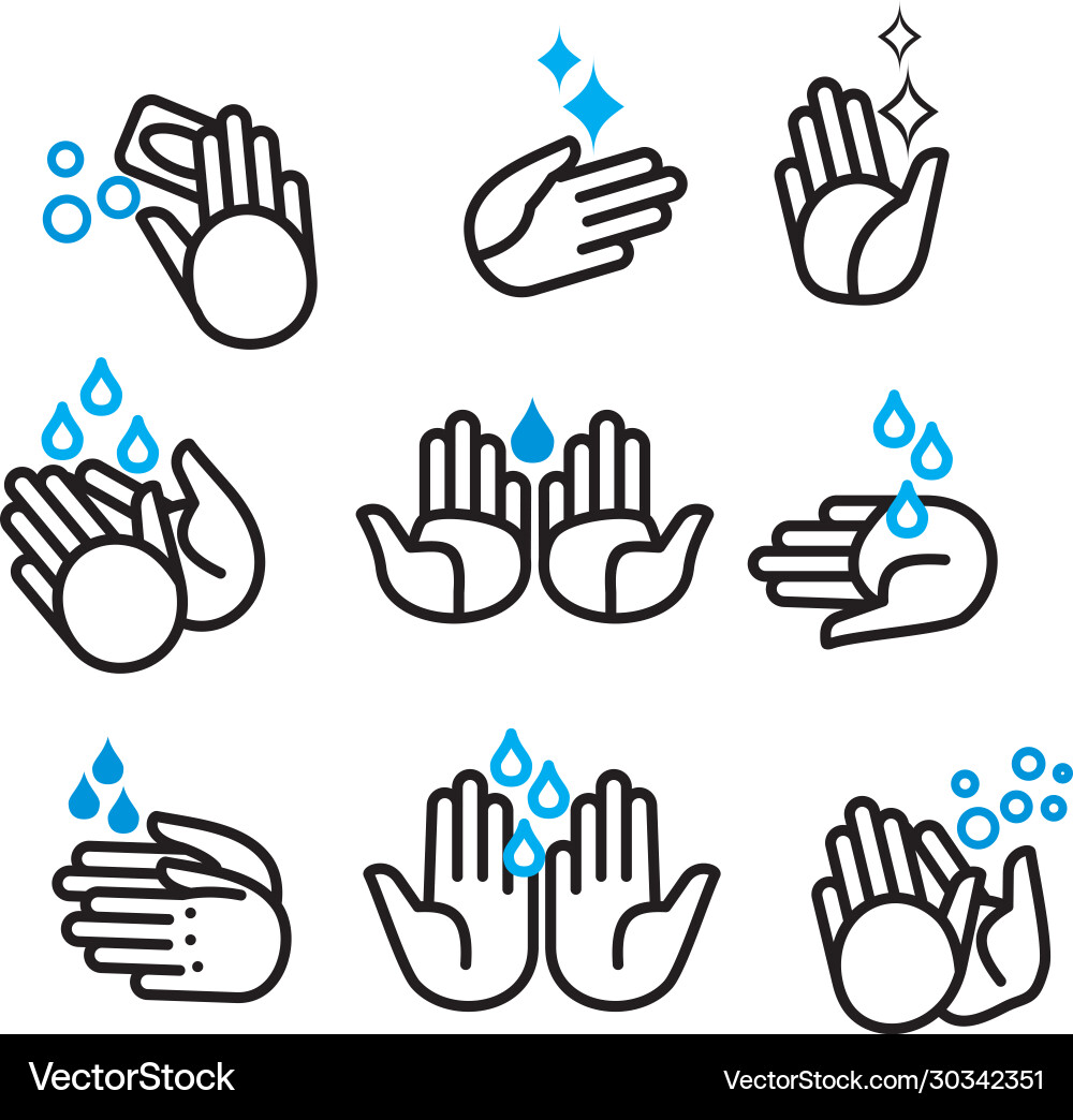 Set mit Handsymbolen zum Thema Hygiene Set mit Handsymbolen zum Thema Hygiene vektorbild
