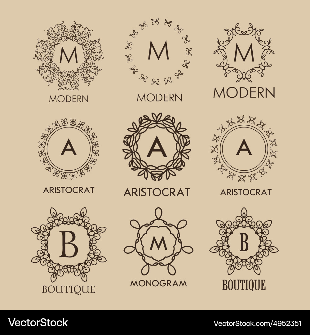 Set of simple and elegant monogram designs Vector Image