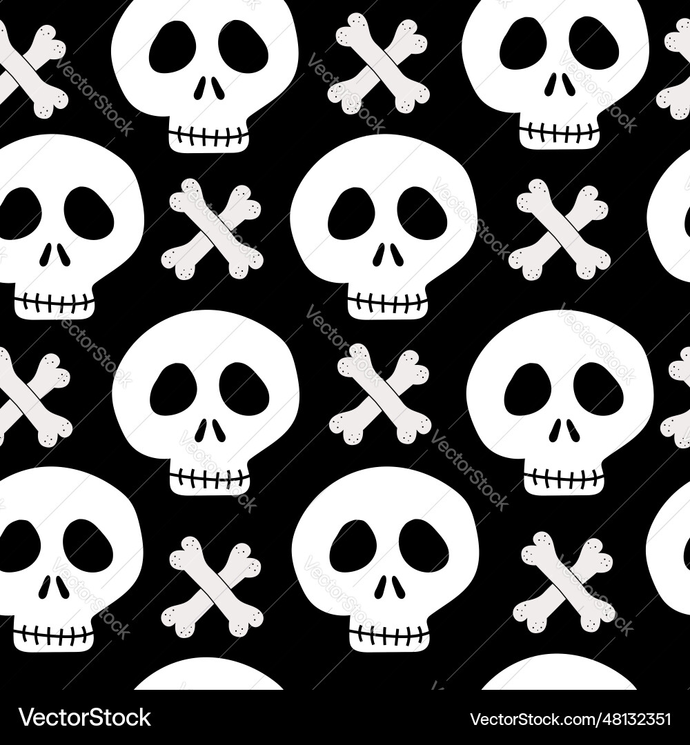 Skull and bones seamless pattern Skull and bones seamless pattern vector image