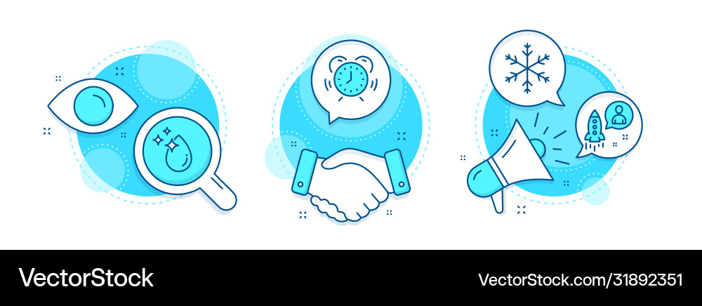 Startup time management and snowflake icons set Startup time management and snowflake icons set Vector Image