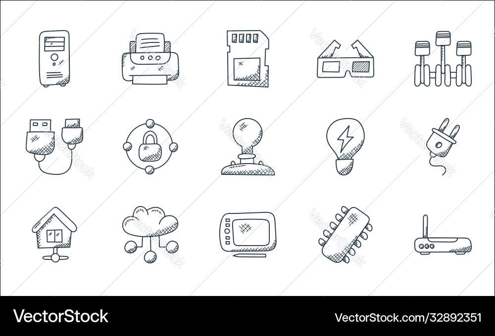 Technology line icons linear set quality Technology line icons linear set quality vector image