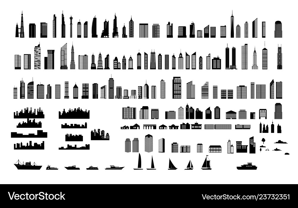 Urban Building Silhouettes Vector Image