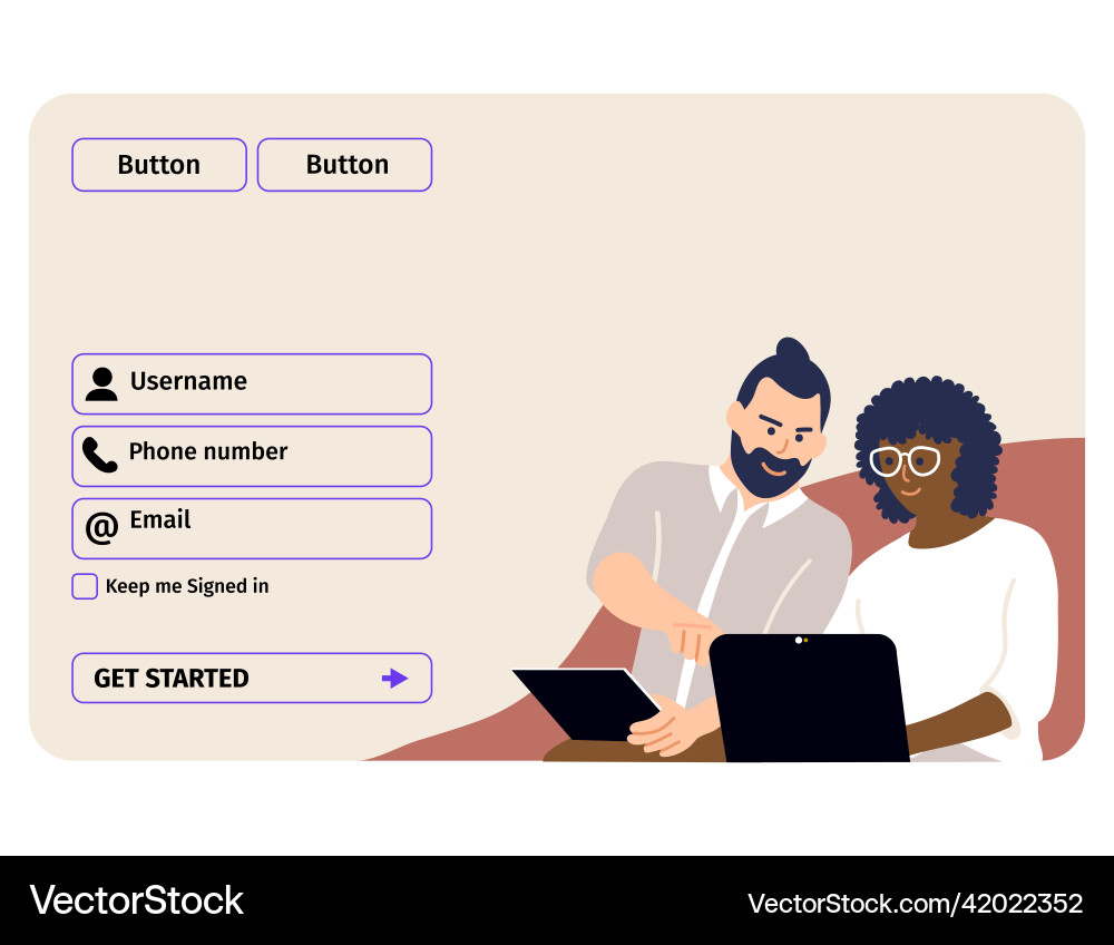 Account login and password form page on screen Account login and password form page on screen vector image