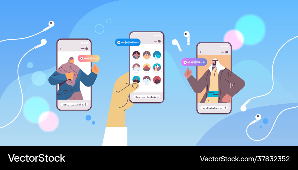 Arabische Menschen kommunizieren in Instant Messenger Arabische Menschen kommunizieren in Instant Messenger vektorbild