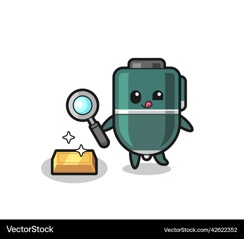 Ballpoint character is checking the authenticity vector image