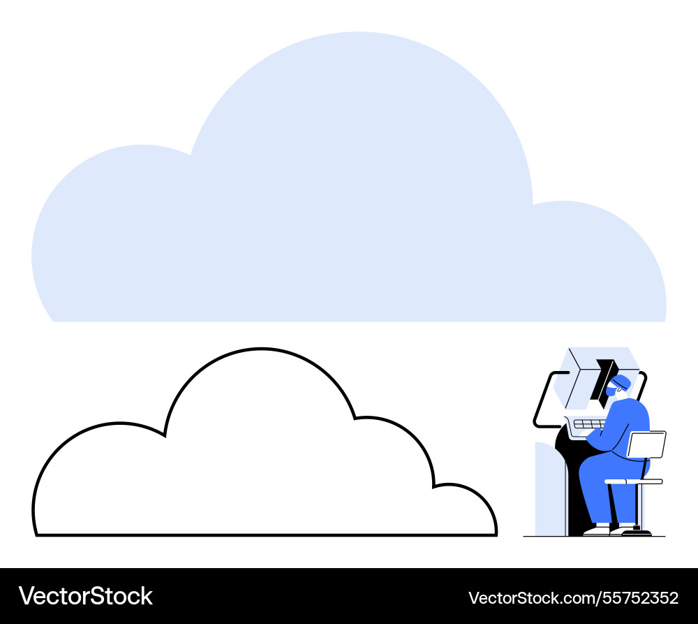 Cloud computing professional working at desk Vector Image