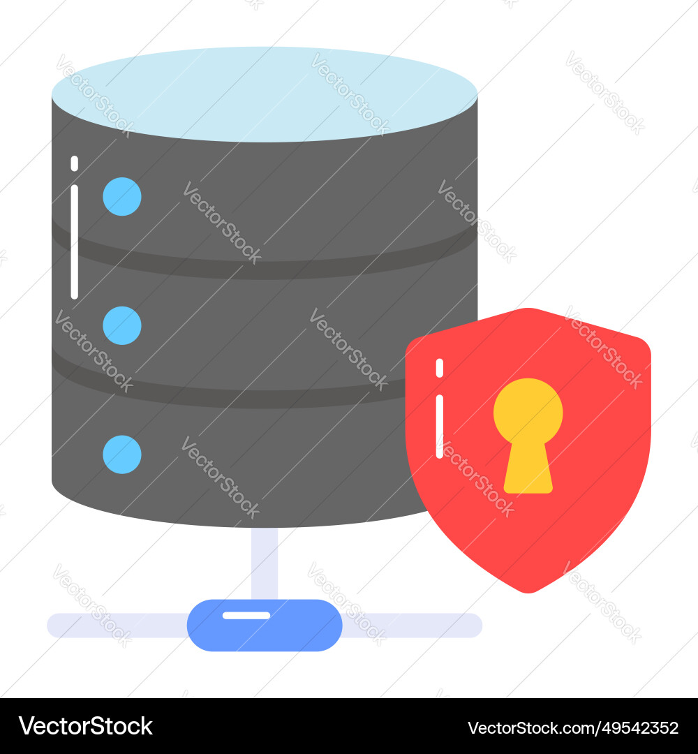Data server with protection shield icon of secure Vector Image