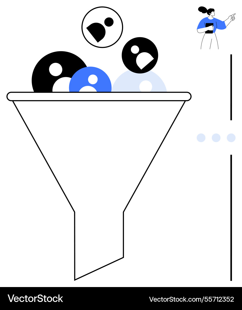 Funnel filtering process with diverse user icons Funnel filtering process with diverse user icons vector image