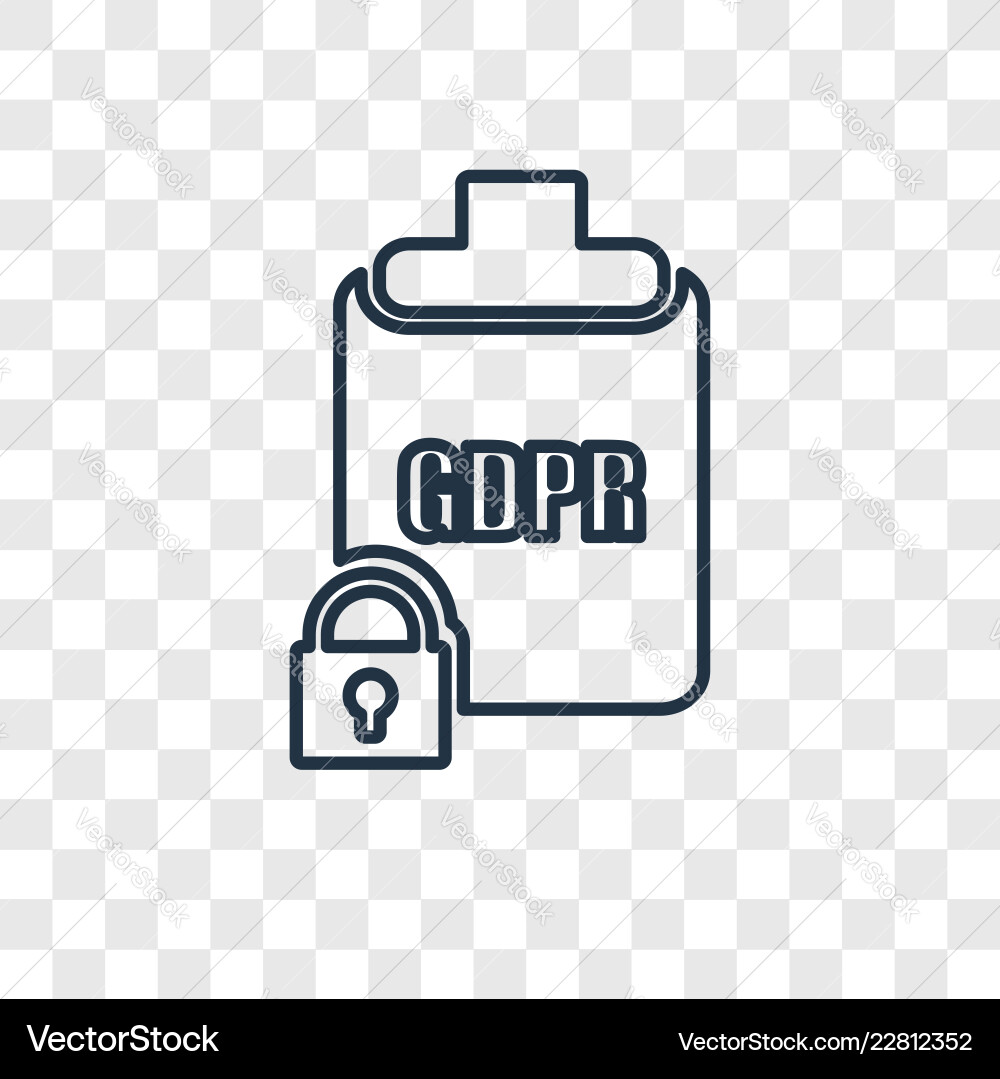 Gdpr concept linear icon isolated on transparent Gdpr concept linear icon isolated on transparent Vector Image