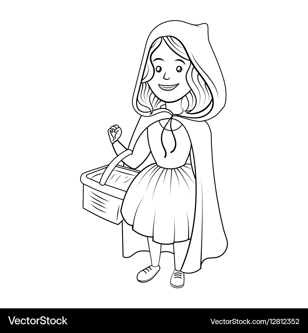 Little red riding hood coloring book vector image