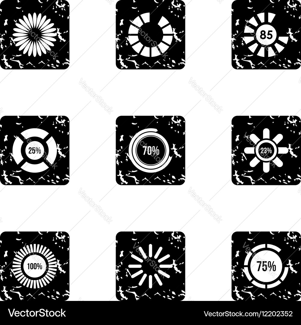 Loading and waiting icons set grunge style vector image