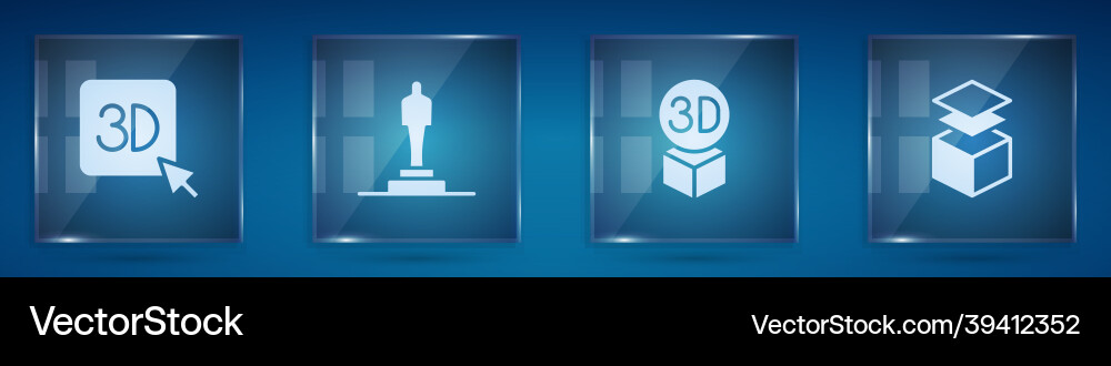 Set 3d printer model isometric cube and layers Set 3d printer model isometric cube and layers Vector Image