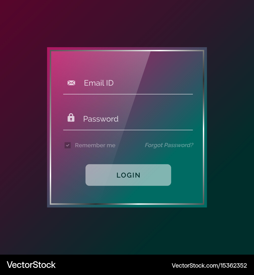 Shiny colorful login form ui template for your vector image