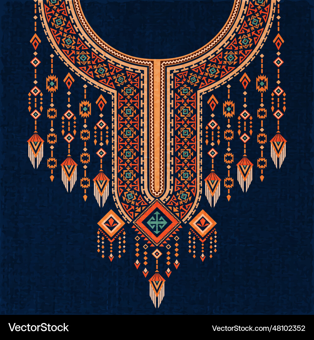 Symmetric neckline pattern design in navajo style Symmetric neckline pattern design in navajo style Vector Image